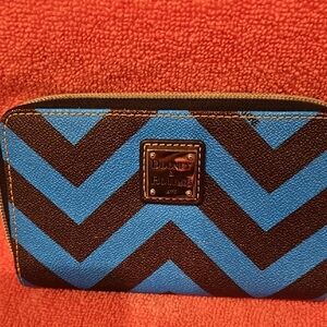 Dooney & Bourke Blue and Black Chevron Wallet